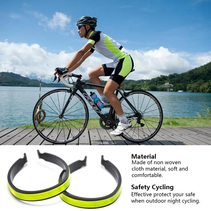 2pcs Reflective Trousers Bands Clips Strap Bike Bicycle Ankle Leg Bind Bandage Trousers Pant Bands Clips Strap For Biking