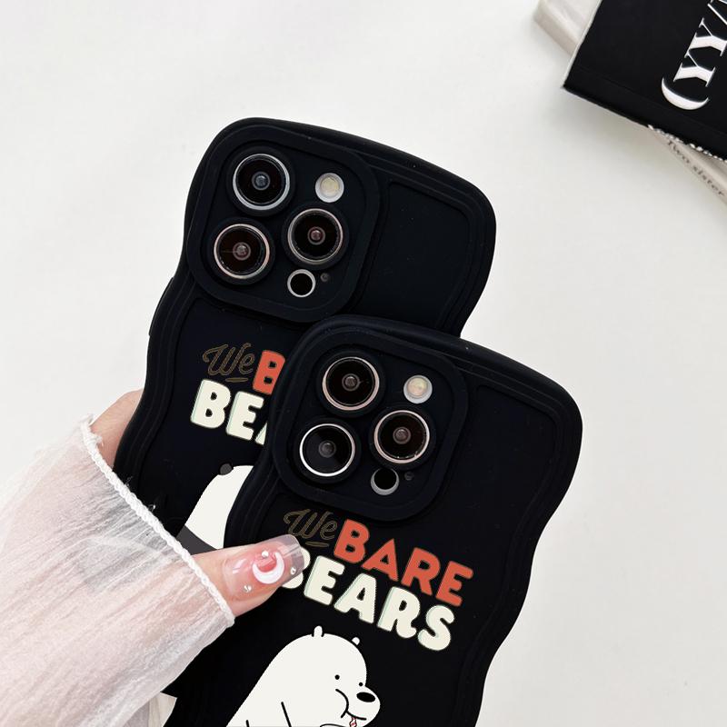 Ayılar Yumuşak Dalga Şekli Telefon Kılıfı Realme için C53 C55 Redmi Not 12 Not 11 Pro Samsung S23 Ultra A53 A52 Vivo V23e Y35 Y02 IPhone Tecno Spark Kapak