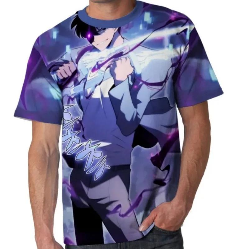 Korea Solo Leveling Anime Komiksy 3D Tisk role hobby oblečení Tričko s krátkým rukávem Nadměrný top Rychleschnoucí tričko fanoušci animace