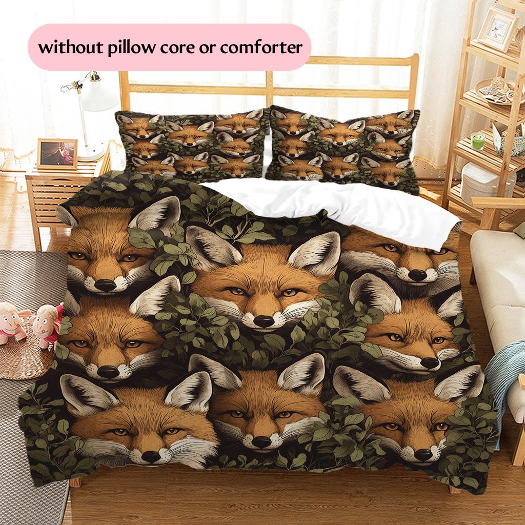 Fuchs-Muster Bettwäsche Heimdekoration Geburtstagsgeschenk (1 Bettbezug + 2 Kissenbezüge, ohne Füllung)
