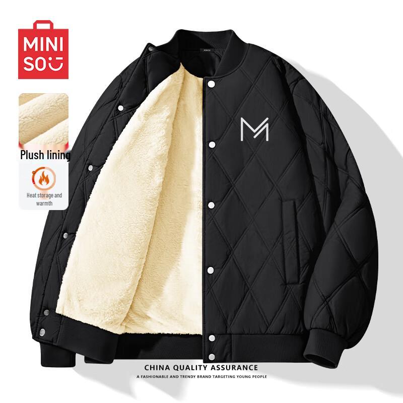 

MINISO Men s Baseball Collar Padded Winter Jacket M