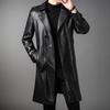 Giacca Lunga in Pelle da Uomo Autunno e Inverno Velluto Doppiopetto Business Casual Cintura Giacca in Morbida Pelle Trench in Pelle da Uomo Giacca da Uomo
