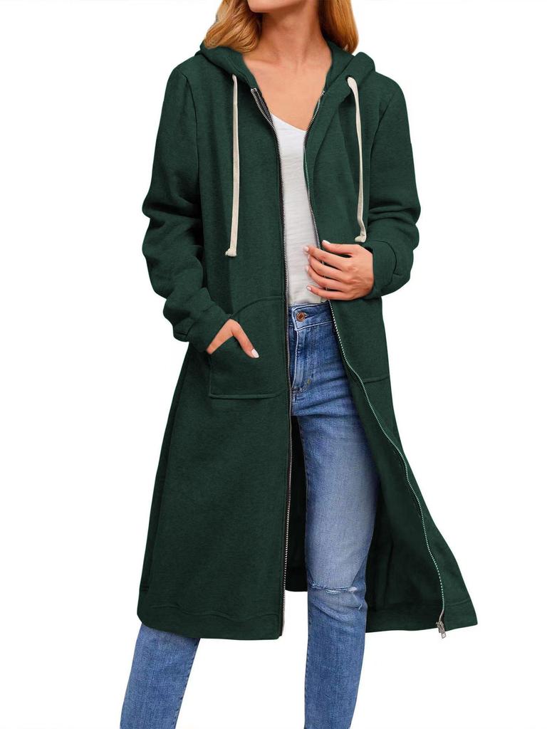 2025 Damen Große Größen Herbst/Winter Lockerer Reißverschluss Langer Strickjackenmantel