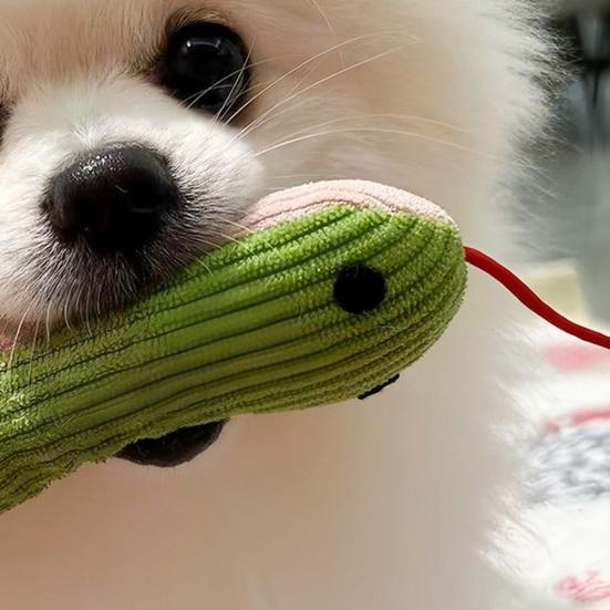 Corduroy Snake Dog Toy Soft Chew Toy Puppy Teething Toy Stuffed Green Snake
