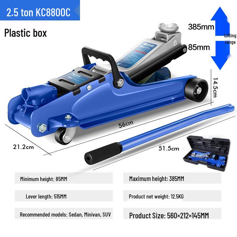 2-Ton Horizontal Hydraulic Car Jack for SUVs – 3T Tire Change Tool