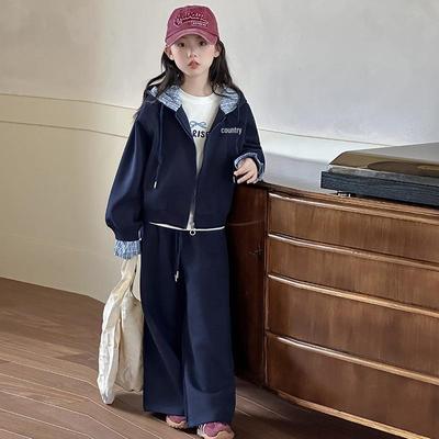 2025 Girls' Korean-Style Three-Piece Sports Set: Autumn/Spring Fashion Sweatshirt for Girls