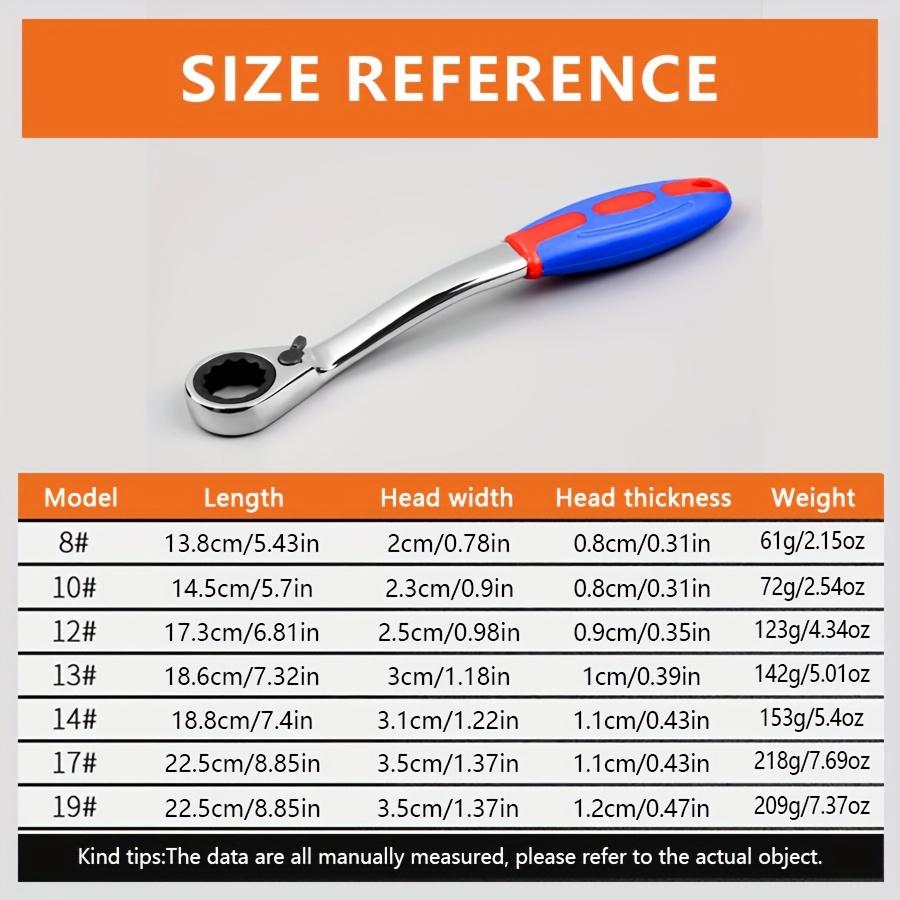 1 Set 7pcs Ratchet Wrench Multi-Specification Adjustable Direction Left And Right Handle Comfortable Anti-Slip Bidirectional Quick Lock Mechanism