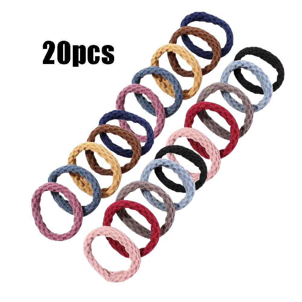 20PCS Women Girls Simple Basic Elastic Hair Bands Ties Scrunchie Holder Rubber Bands Fashion Headband Hair Accessories
