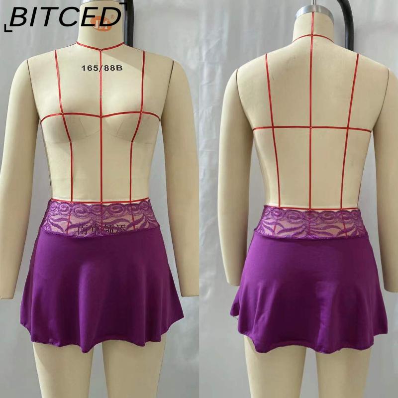 BITCED Women's Fashion Casual Solid Color Print Summer Spring Skirt