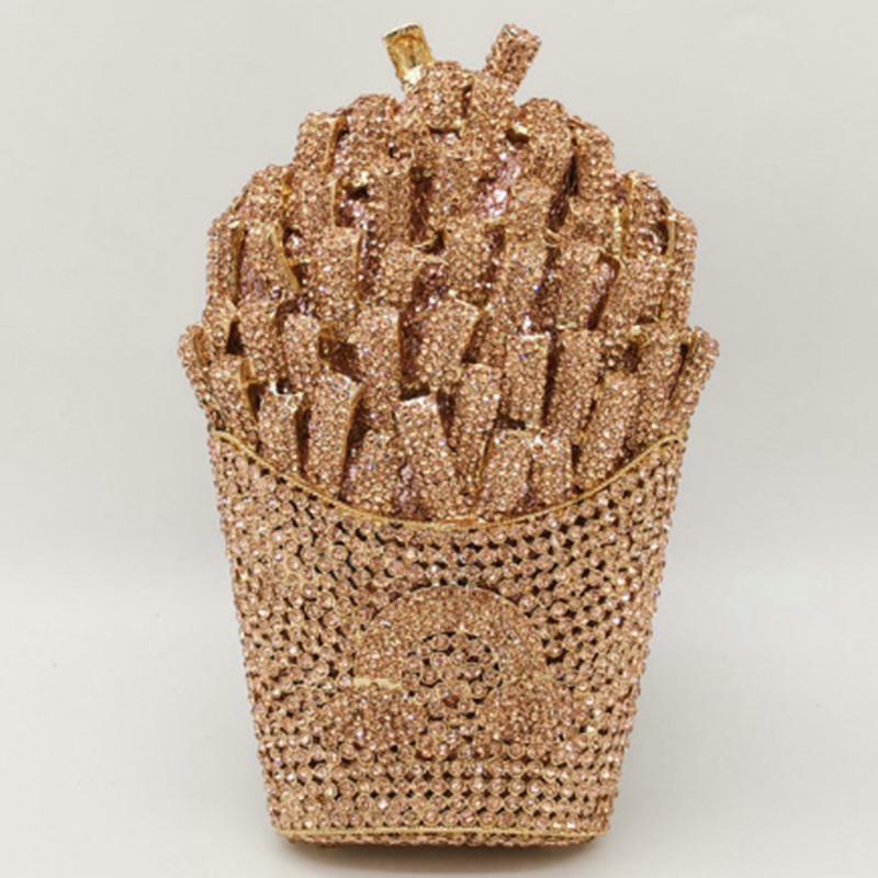 Popcorn White Clear/Red Evening Clutch Bag Wedding Purse Handmade Dazzling Women Shoulder Chain Handbags Party Cocktail Clutches