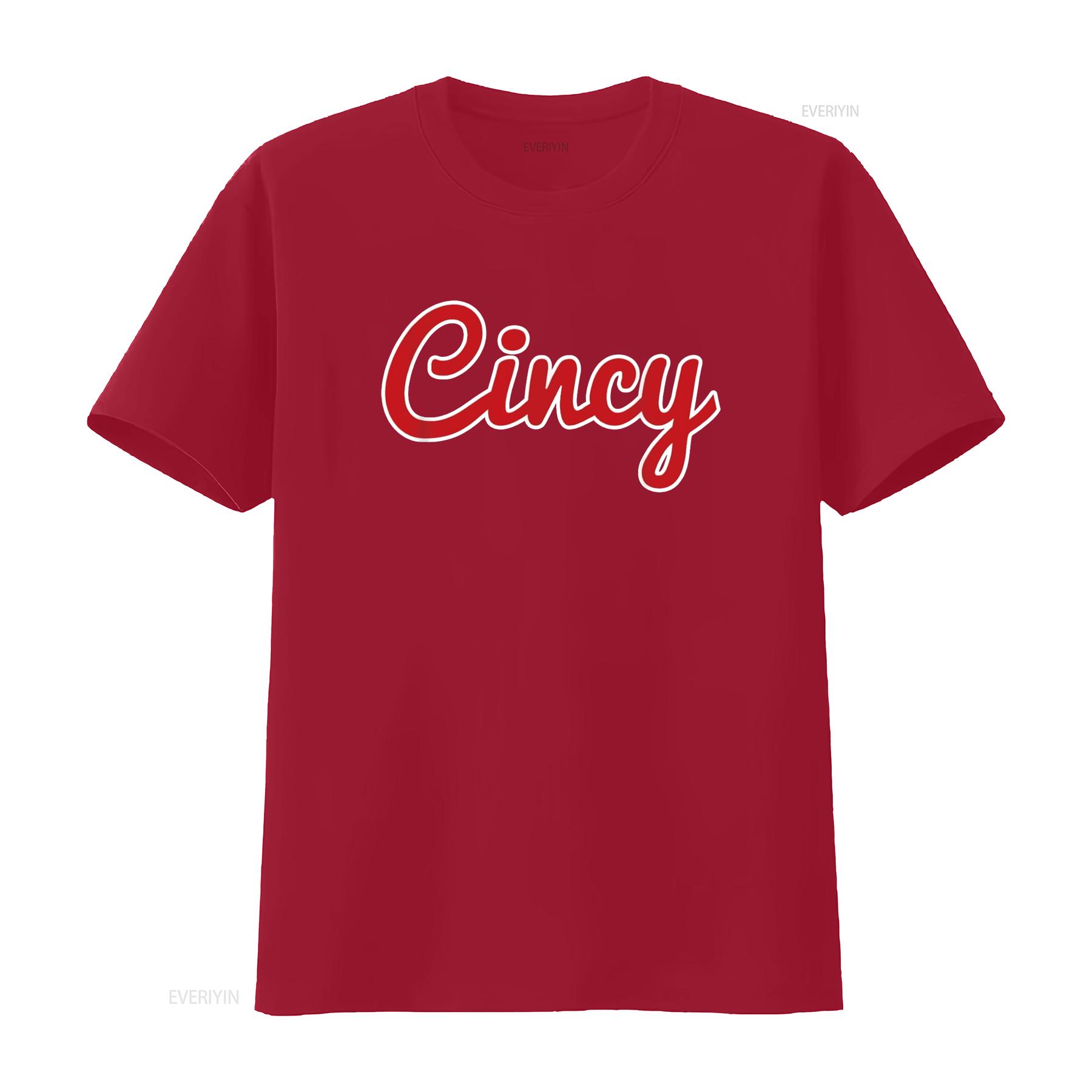 Cincinnati Ohio Classic Red Script Cincy City T Shirt vintage Washed Casual Stylish Versatile fashion Stretched Slightly S