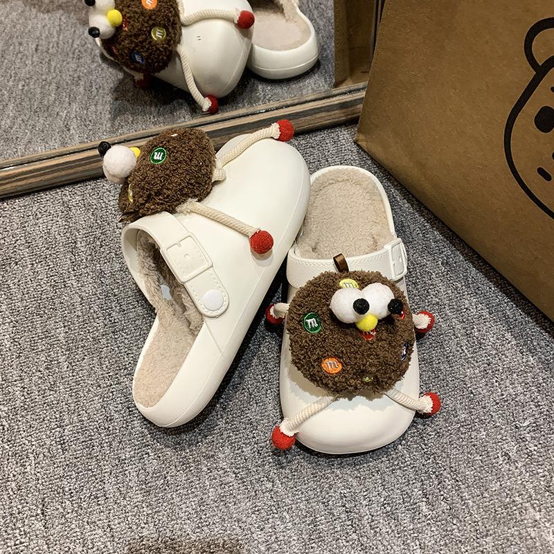 

Baotou Mao Mao Slippers Women s 2025 New Autumn and Winter Wear Versatile Super Fire Cute Fashion Fairy Wind Cotton Slippers 45 белый