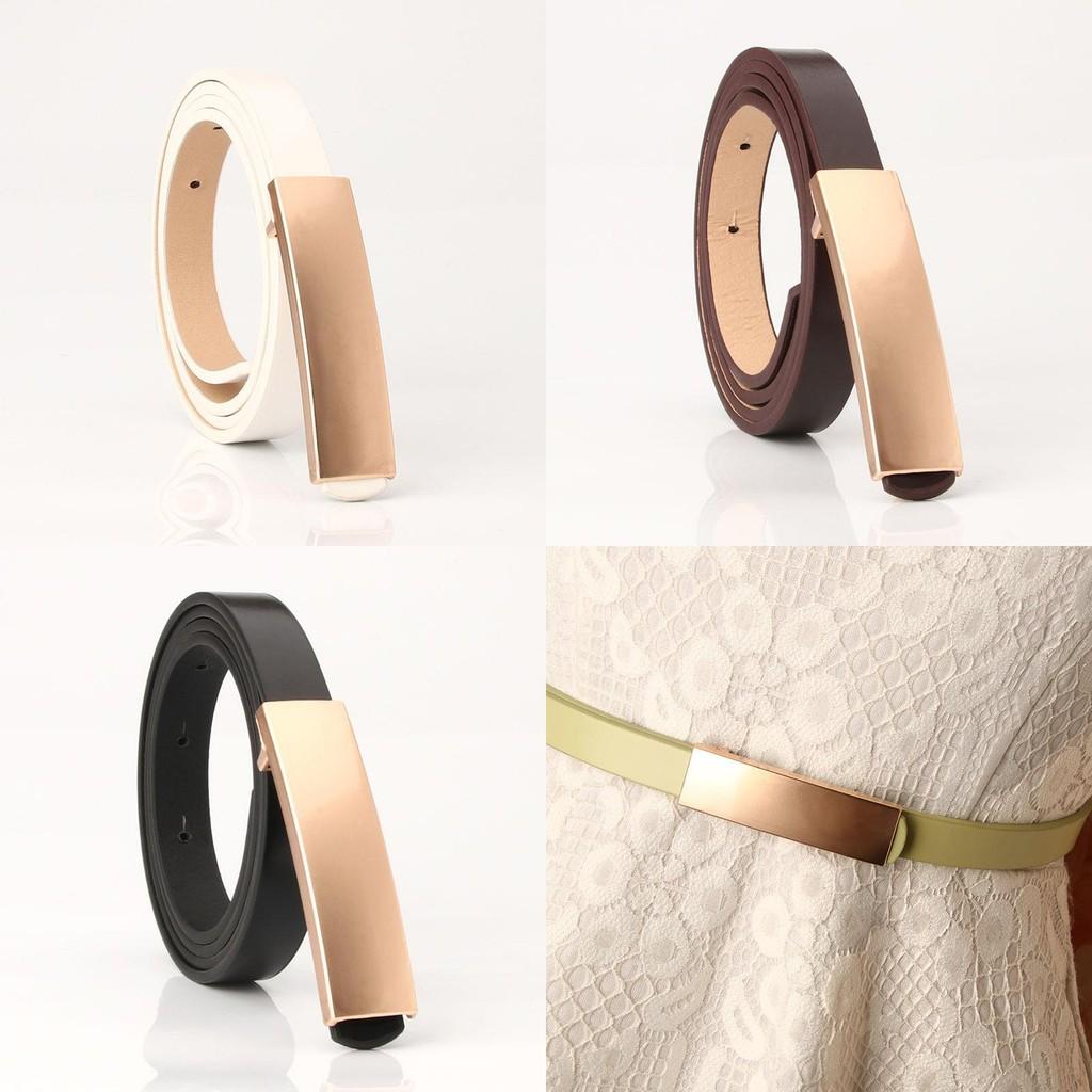 Ladies Slim Pu Leather Belt With Metal Clasp For Elegant Dress And Work Attire