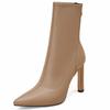 Fashion Ankle Boots For Women Autumn Winter Shoes Elegant Zipper Black Beige Heeled Party Dance Short Shoes Ladies Large Size 43