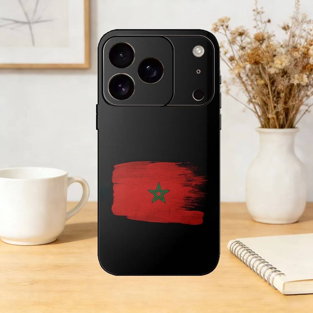 M-Marokko Flagge Handyhülle Für iPhone 17,16,15,14,13,12,11 Plus,Pro Max,SE4Weiche Silikon Schwarze Hülle