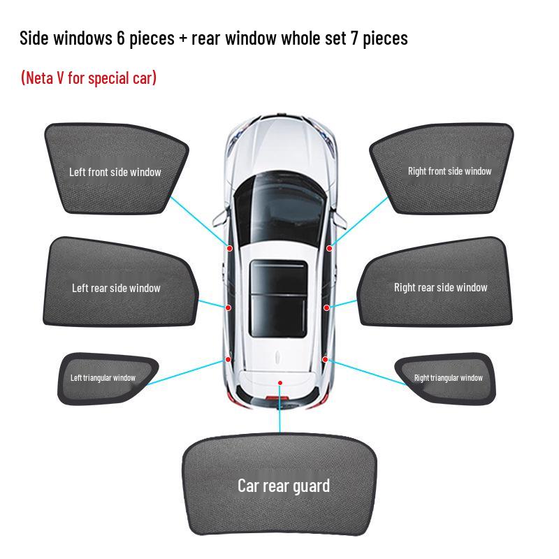 Hozon Neta V Magnetic Sunshade: Mosquito-Proof, Heat-Insulating Car Window Mesh