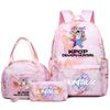 3Pcs/set Anime Demon Hunters Printed Backpack Handbag Pencil Case for Teenager Student Bookbag Schoolbag Women Large Capacity Waterproof Bag