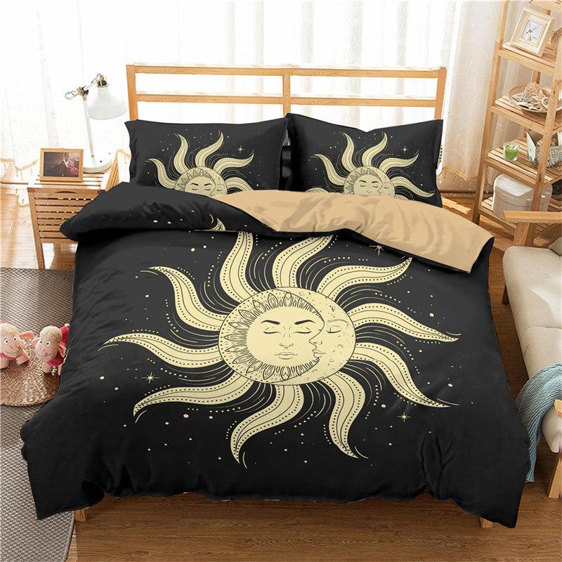 Bohemian Mandala Duvet Cover Golden Sun And Moon 3D Print King Queen Bedding Set Microfiber Dreamcatcher Quilt Cover Pillowcase