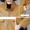 Women's  Autumn New Leather Leather Short Fashion Sheepskin Lapel Zipper Fashion Versatile Solid Color Leather Jackets