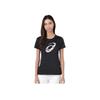 Asics Okrągły dekolt Pulower Cienki Krótki rękaw T-shirt Damskie topy Czarny 2012C724-001