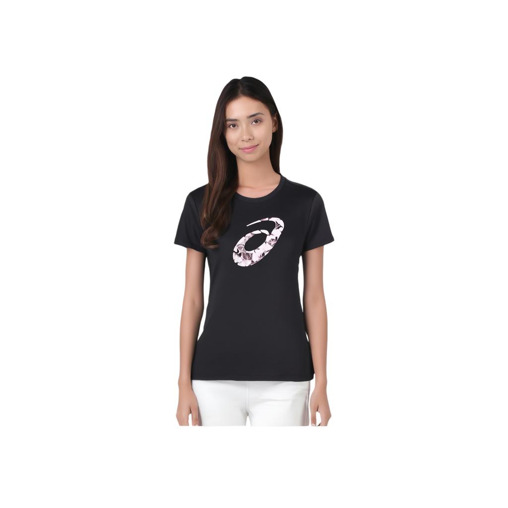 Asics Okrągły dekolt Pulower Cienki Krótki rękaw T-shirt Damskie topy Czarny 2012C724-001