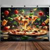2D-Fläche, ein einteiliger lebendiger italienischer Pizzaparty-Hintergrund, geeignet für Heimdekoration und Geburtstagsfeiern