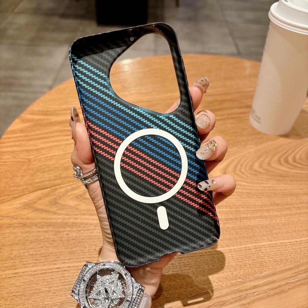 Kohlefaser Kevlar Rüstungs Hülle Für Huawei Pura80 P70 Ultra Mate 80 Pro Max Für Magsafe Magnetische Lade Härte Kunststoff Abdeckung