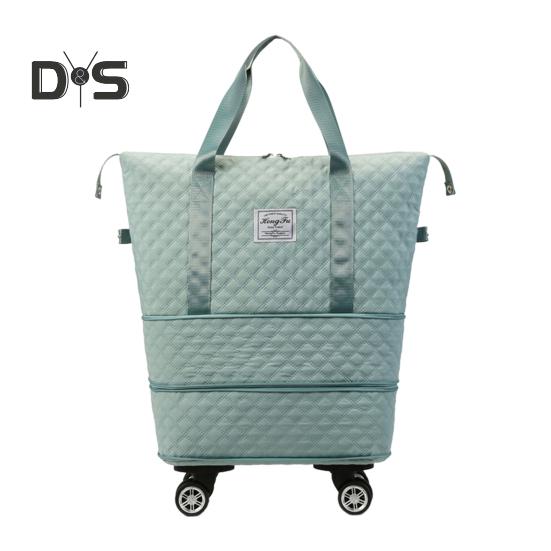 

Розширюваний складаний речовий мішок Валіза на блискавці Велика місткість Водонепроникна зносостійка універсальна сумка для багажу зі знімними колесами озеро синього кольору