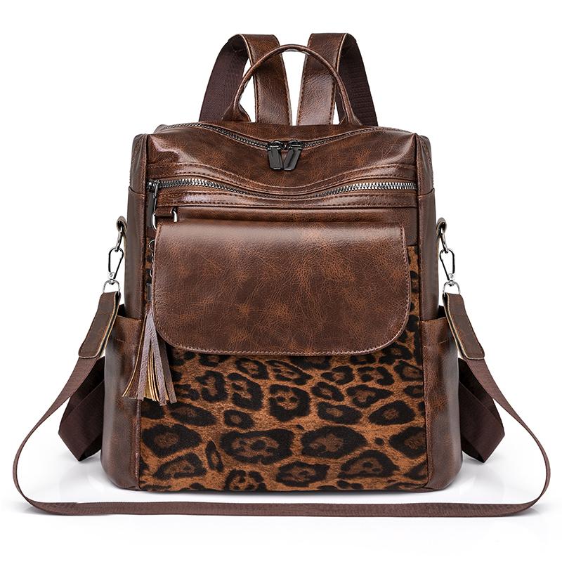 Fashion Leopard Print Women Backpack Large Capacity Schoolbag For Teenagers Girls Backpack Travel Female Shoulder Bag Bagpack