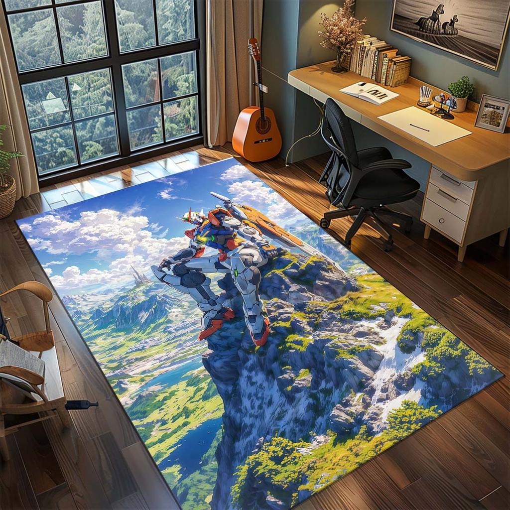 Gundam Anime Mecha Robot Rug Carpet Large Area Rug Non Slip Washable Floor Mat Gamer Room Bedroom Home Decor