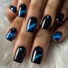 Starry Sky Blue Stars Square Nail Stickers: Wearable Interstellar Art Patches