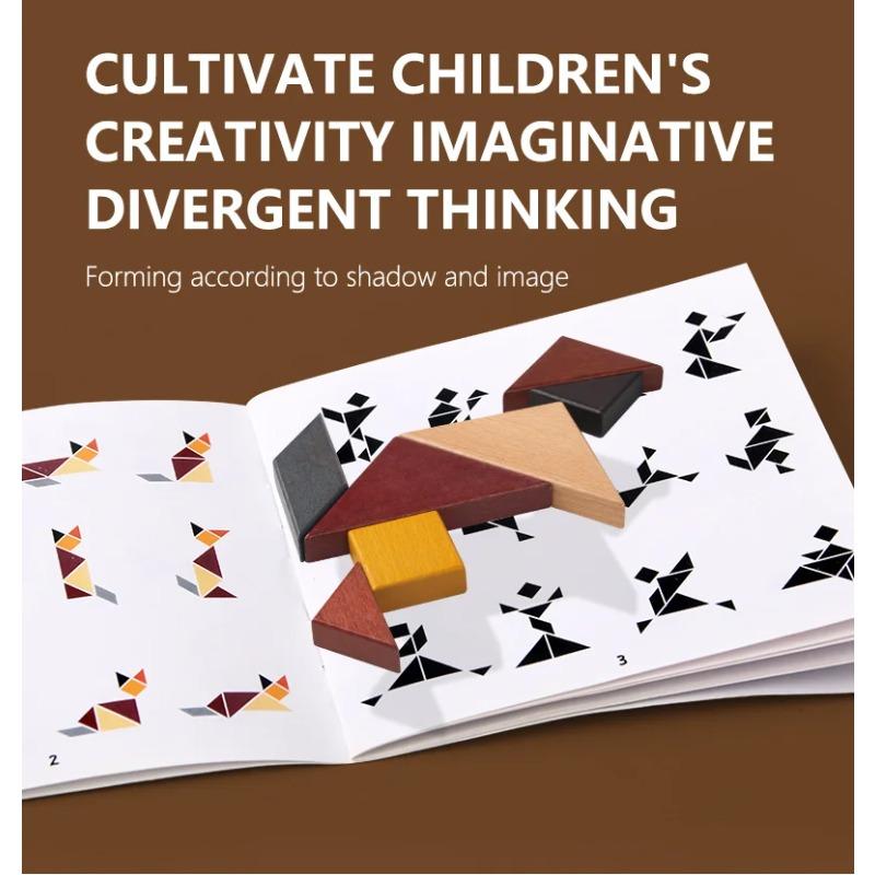 Montessori Wooden Toys Wooden Jigsaw Puzzle for Kids Tangrams Brainstorming Preschool Early Learning Children Logical Thinking