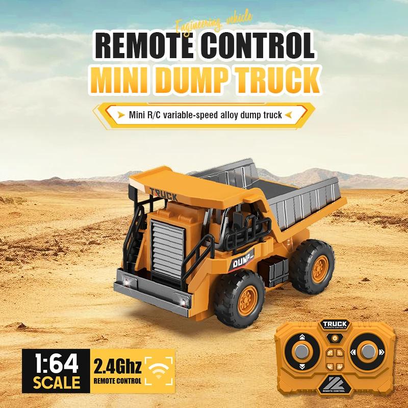 1/64 4WD RC Mini Alloy Dump Truck 2.4G Electric Tipper Car Remote Control Forklift Truck Engineering Vehicle Toy for Boy Gifts