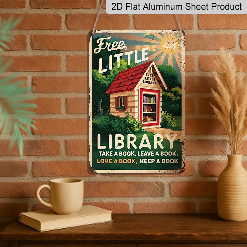 2D Flat 1pc Vintage Book Fans Metal Aluminum Sign Reading Corner Today Is A Good Day To Read Library Wall Artist Anti-Home School Library Coffee Shop