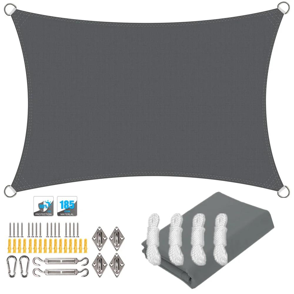 2/3/4/5/6M Waterproof Sun Shade Sail with Hardware Kits Rectangle UV Block Canopy Awning Outdoor Patio Garden Sun Shelter Tents