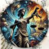 Metal Tin Sign Justice Goddess Wall Art 8x8 Inch Home Kitchen Decor