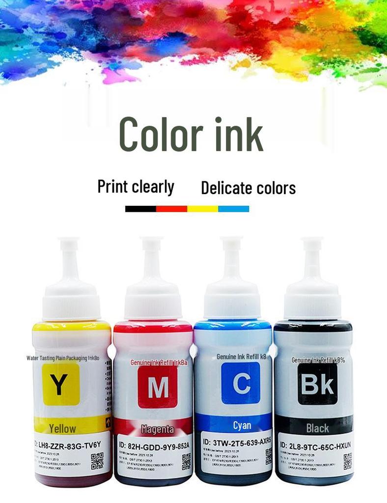 Epson 672 Bläck för L310/L313/L360/L380/L383/L1300/L565 Skrivare, Original Fyra Färger