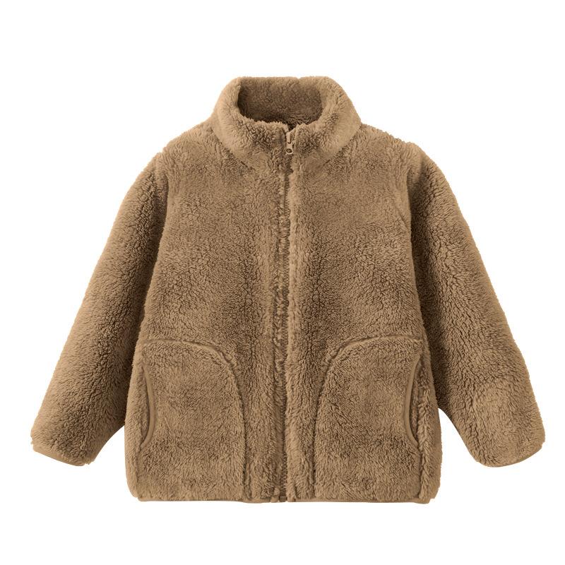 Men Kids Boys Girls Winter Full Zip Up Warm Fleece Jackets Women's Sherpa Jacket Thicken Thermal Outdoor Fluffy Coat Zip Pocket Outwear
