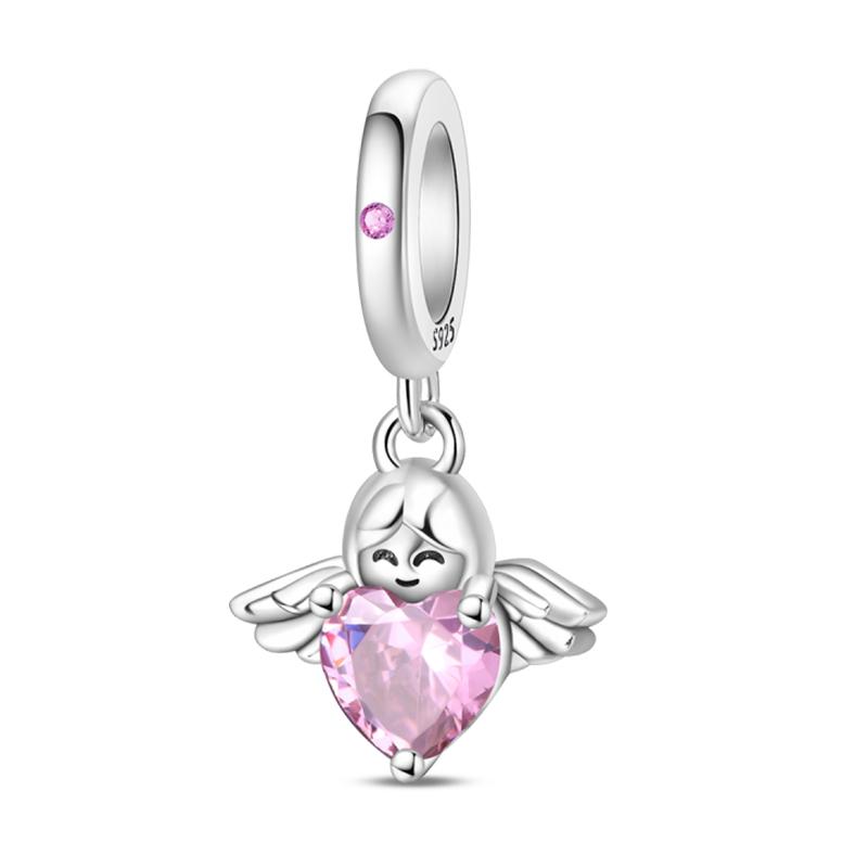 925 Silver Guardian Angel Charms Beads Angel Wings Drunk Angel DIY Bracelet Jewelry Gift for Birthday Lucky
