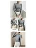 Women's Color Block Slimming Semi-High Neck Long Sleeve Top for Autumn/Winter