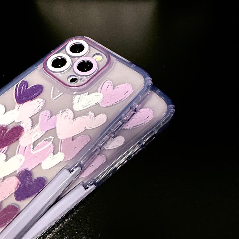 Moskado Invisible Stand Holder Phone Case For Iphone 14 13 11 12 Pro Max 14 Plus Swwet Love Heart Graffiti Soft Tpu Back Cover