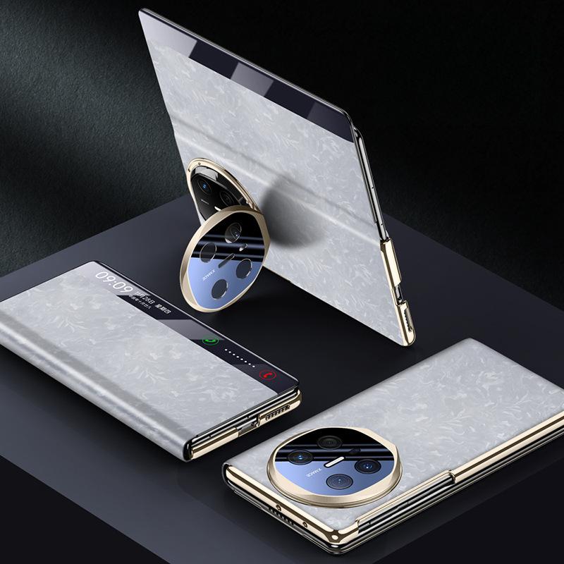 

Подходит для чехла для телефона Huawei MateX6, подставка для объектива, складной MTx6, противоударный, всеобъемлющее смарт-окно, мужской однотонный кожаный чехол Huawei Mate X6