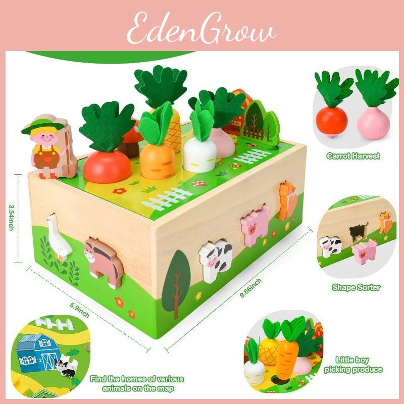 Childrens Animal Paradise Wooden Puzzle Box With Carrot Pull Game For Early Education