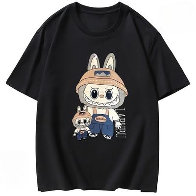 NOVO 2025 Camiseta Estampada de Anime de Pelúcia Desenho Animado Meninos e Meninas Popular Verão Divertido Top