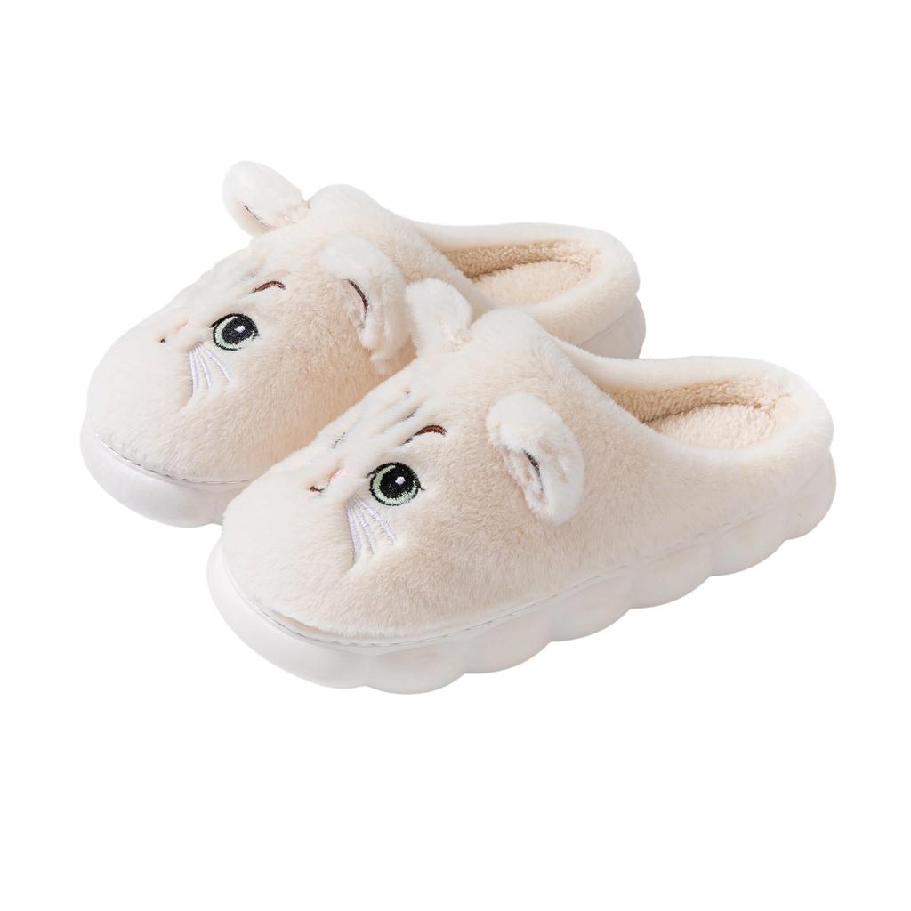 European and American Non-slip Soft Sole Cute Cartoon Cat Shape Non-slip Indoor Winter Cotton Slippers