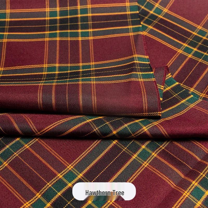 Japanese Plaid Pleated Skirt Fabric - Yarn-Dyed Polyester for DIY Scrunchies & Crafts