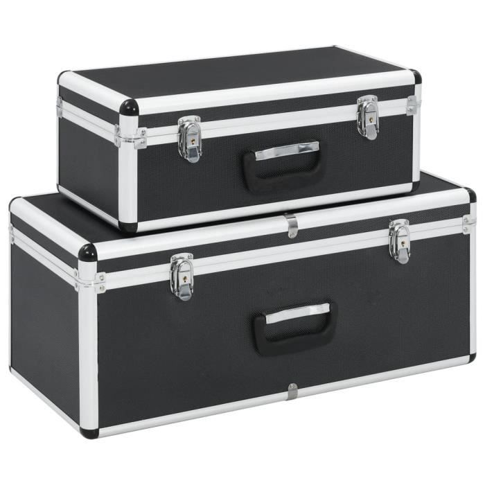 VidaXL Boîtes de rangement 2 pcs Noir Aluminium
