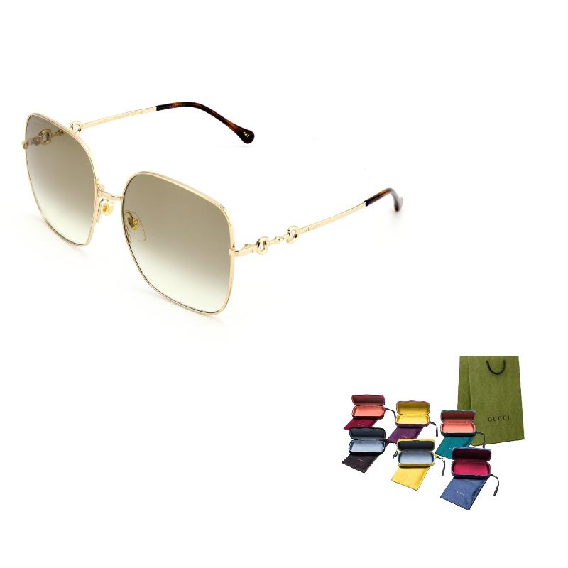 

GUCCI Horsebit Collection Lettering on Side Horsebit Vintage Alloy Square Sunglasses Women s Brown F коричневый