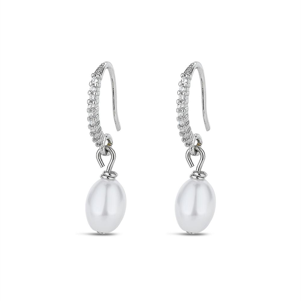 

Ювелирные серьги с имитацией белого циркония и жемчуга