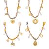 Qiong Yao Multi-Pendant Pearl Silk Scarf Necklace with Stainless Steel Clavicle Chain